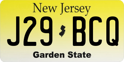 NJ license plate J29BCQ