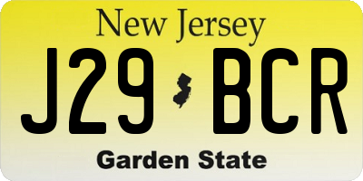 NJ license plate J29BCR