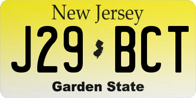 NJ license plate J29BCT