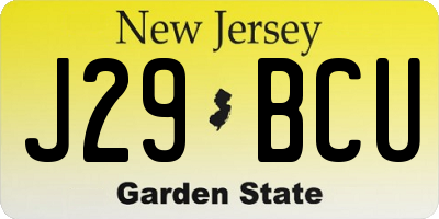 NJ license plate J29BCU