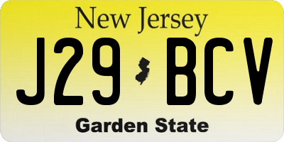 NJ license plate J29BCV