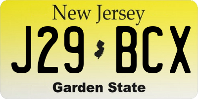 NJ license plate J29BCX