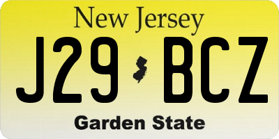 NJ license plate J29BCZ