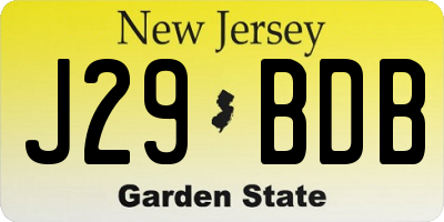 NJ license plate J29BDB