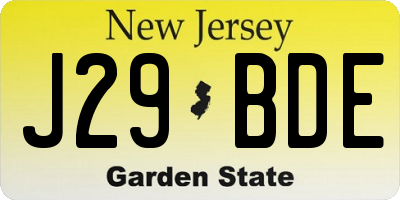 NJ license plate J29BDE