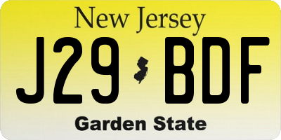 NJ license plate J29BDF