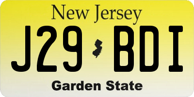 NJ license plate J29BDI