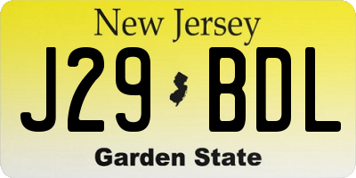 NJ license plate J29BDL