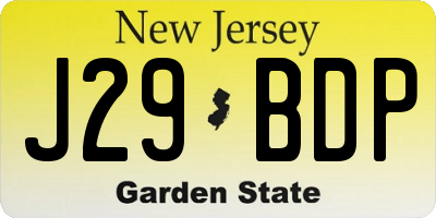 NJ license plate J29BDP