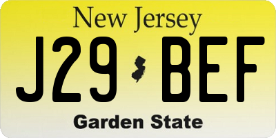 NJ license plate J29BEF