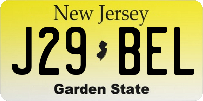 NJ license plate J29BEL