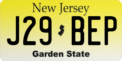 NJ license plate J29BEP