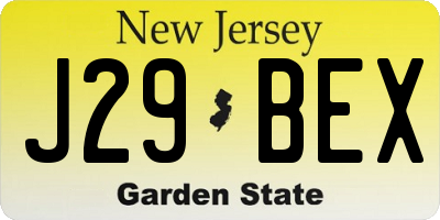 NJ license plate J29BEX