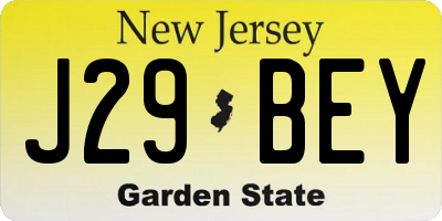 NJ license plate J29BEY