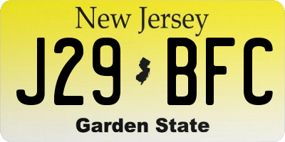 NJ license plate J29BFC