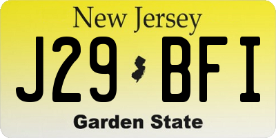 NJ license plate J29BFI