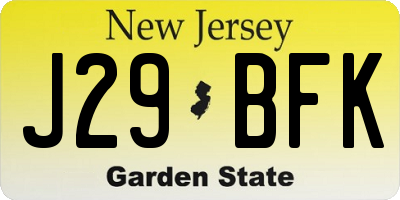 NJ license plate J29BFK