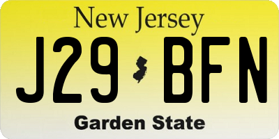 NJ license plate J29BFN