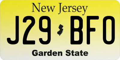 NJ license plate J29BFO