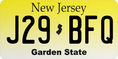 NJ license plate J29BFQ