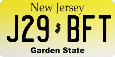 NJ license plate J29BFT