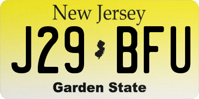 NJ license plate J29BFU