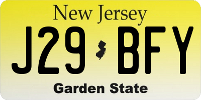 NJ license plate J29BFY