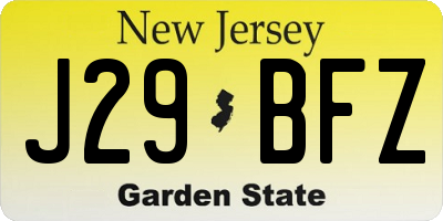 NJ license plate J29BFZ