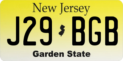 NJ license plate J29BGB