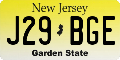 NJ license plate J29BGE