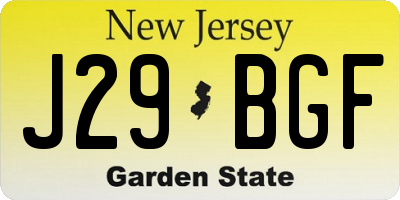NJ license plate J29BGF