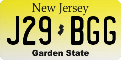 NJ license plate J29BGG