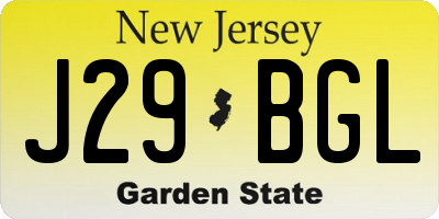 NJ license plate J29BGL
