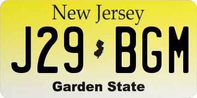 NJ license plate J29BGM