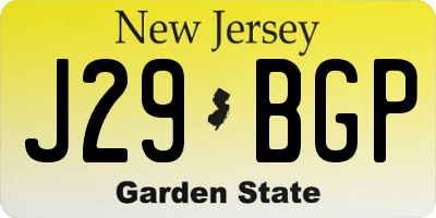 NJ license plate J29BGP