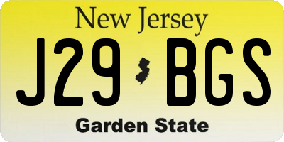 NJ license plate J29BGS