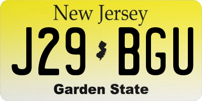 NJ license plate J29BGU