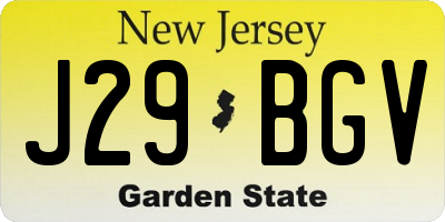 NJ license plate J29BGV