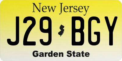 NJ license plate J29BGY