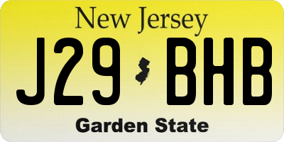 NJ license plate J29BHB