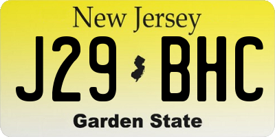 NJ license plate J29BHC