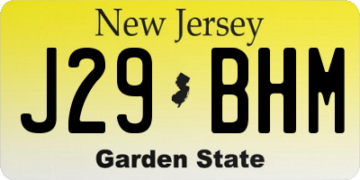NJ license plate J29BHM