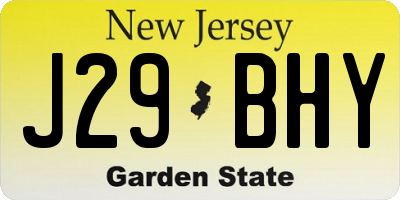 NJ license plate J29BHY