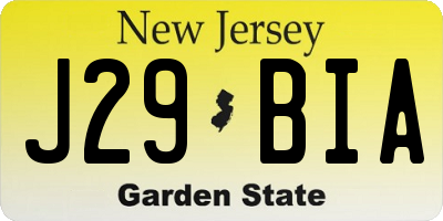 NJ license plate J29BIA