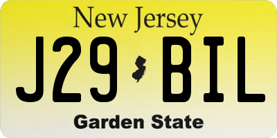 NJ license plate J29BIL