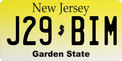 NJ license plate J29BIM