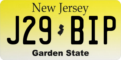 NJ license plate J29BIP