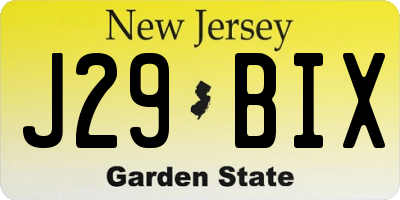 NJ license plate J29BIX