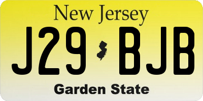 NJ license plate J29BJB