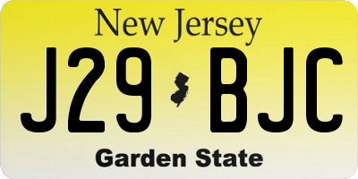 NJ license plate J29BJC